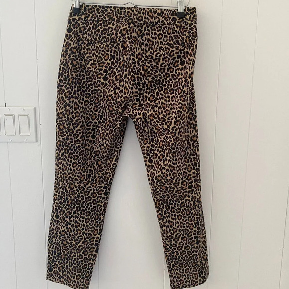 J. Crew Leopard Mid-Rise Straight Trouser winnie Paint Animal Print Sz 6 - Picture 2 of 6